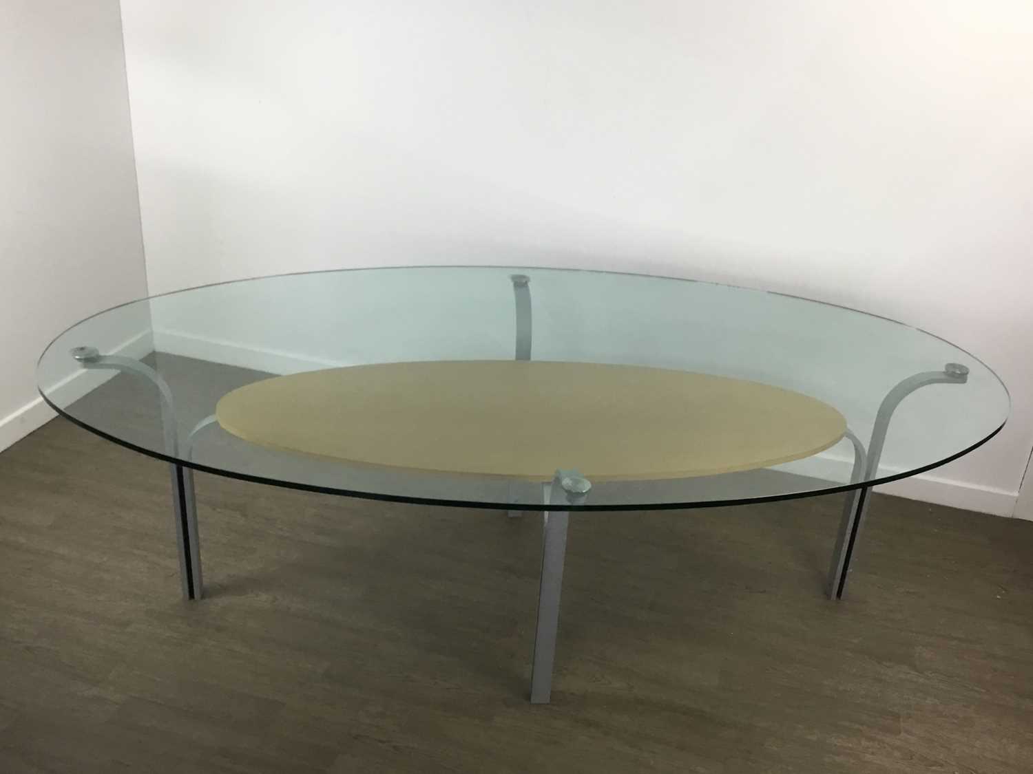 MODERNIST GLASS AND BRUSHED STEEL MEETING TABLE, CONTEMPORARY - Bild 2 aus 2