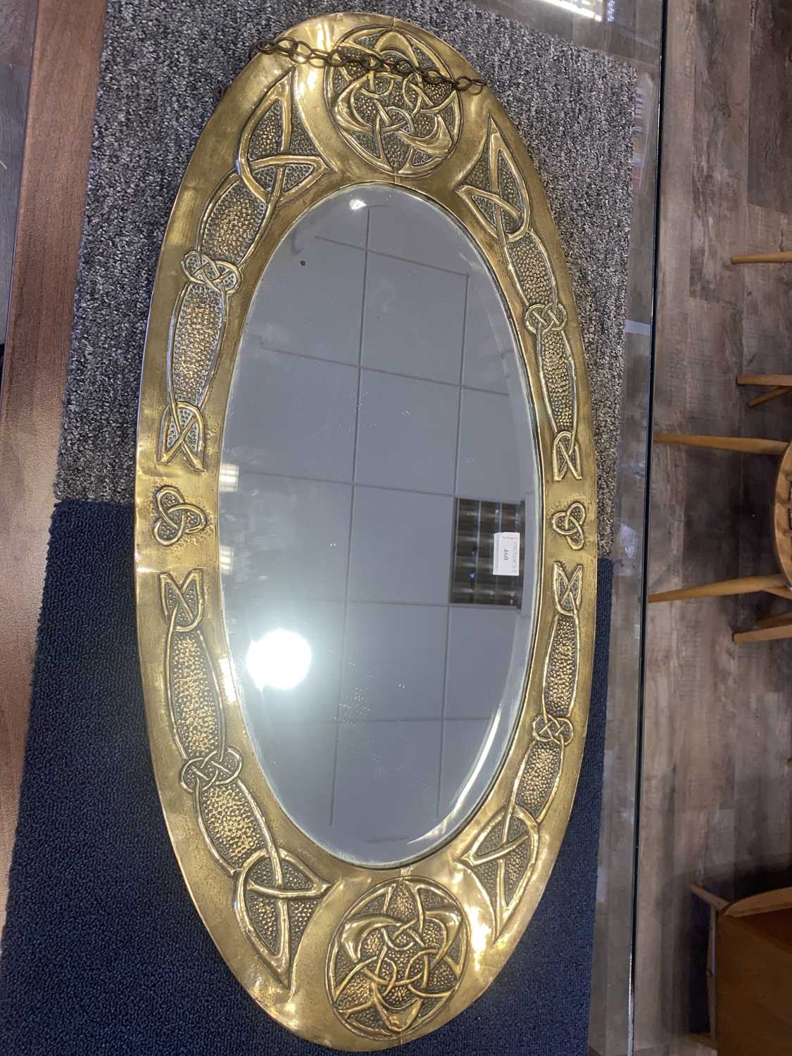 SCOTTISH SCHOOL ARTS & CRAFTS BRASS OVAL WALL MIRROR, CIRCA 1900 - Image 5 of 10