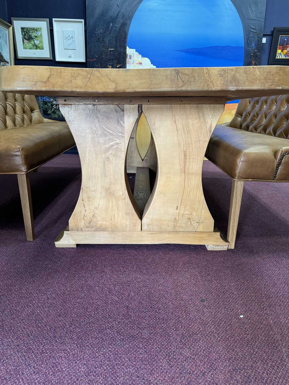 MODERN DESIGN SCOTTISH SYCAMORE DINING TABLE, WITH A PAIR OF BENCH SEATS - Image 6 of 10