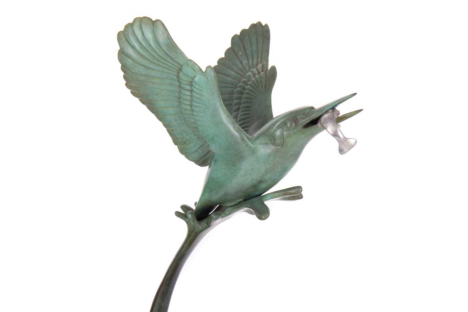 DAVID MEREDITH (BRITISH, 1973-), BRONZE SCULPTURE OF A KINGFISHER, - Image 2 of 2