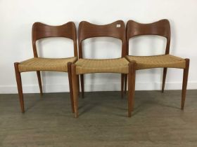 ARNE HOVMAND-OLSEN FOR MOGENS KOLD, SET OF SIX TEAK DINING CHAIRS, CIRCA 1960-69