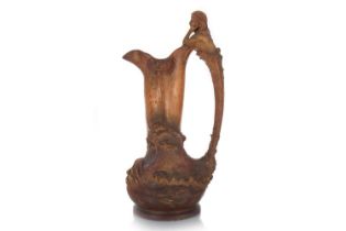 JOHANN MARESCH, ART NOUVEAU PAINTED EARTHENWARE PITCHER, CIRCA 1880-1900