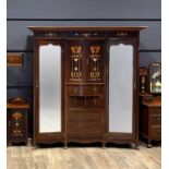 SHAPLAND & PETTER, HANDSOME ART NOUVEAU MAHOGANY AND MARQUETRY BEDROOM SUITE, CIRCA 1900