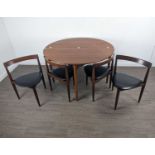 HANS OLSEN (DANISH, 1919-1992) FOR FREM ROJLE, 'ROUNDETTE' DINING TABLE AND SET OF FOUR CHAIRS, CIRC