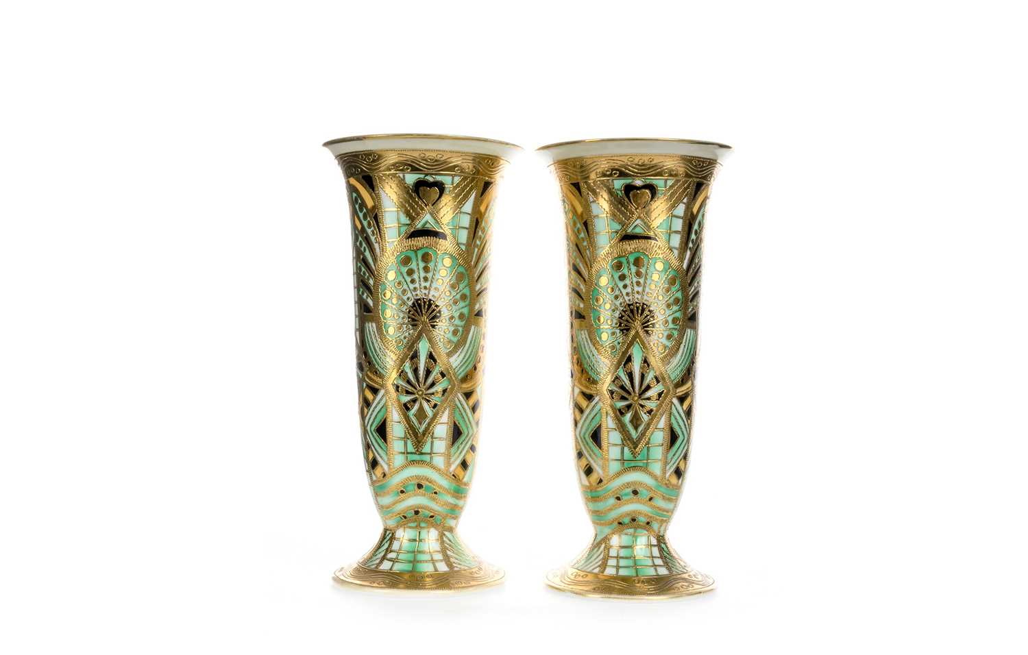 NORITAKE, PAIR OF ART DECO VASES, MID-20TH CENTURY