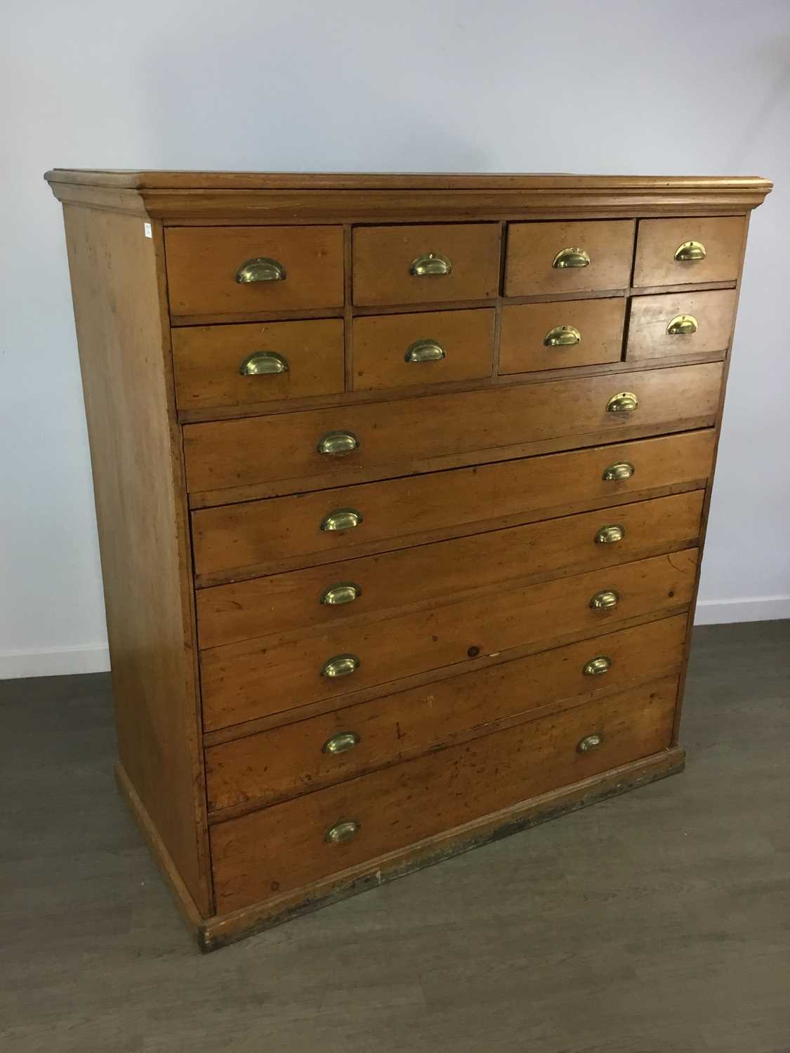 VICTORIAN PINE HABERDASHERY CHEST OF DRAWERS, CIRCA 1880-1900