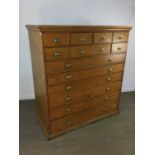 VICTORIAN PINE HABERDASHERY CHEST OF DRAWERS, CIRCA 1880-1900