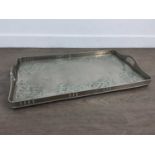 ATTRIBUTED TO MARGARET GILMOUR (SCOTTISH, 1860-1942), GLASGOW SCHOOL WHITE METAL TRAY, CIRCA 1900