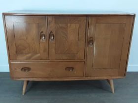 ERCOL, WINDSOR MODEL 366 ELM AND BEECH SIDEBOARD,