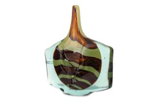 AFTER MICHAEL HARRIS (BRITISH, 1933-1994), LARGE MDINA GLASS AXE HEAD VASE, CIRCA 1982