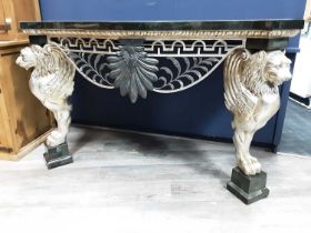 DECORATIVE MARBLE EFFECT CONSOLE TABLE, ALONG WITH A WALL MIRROR