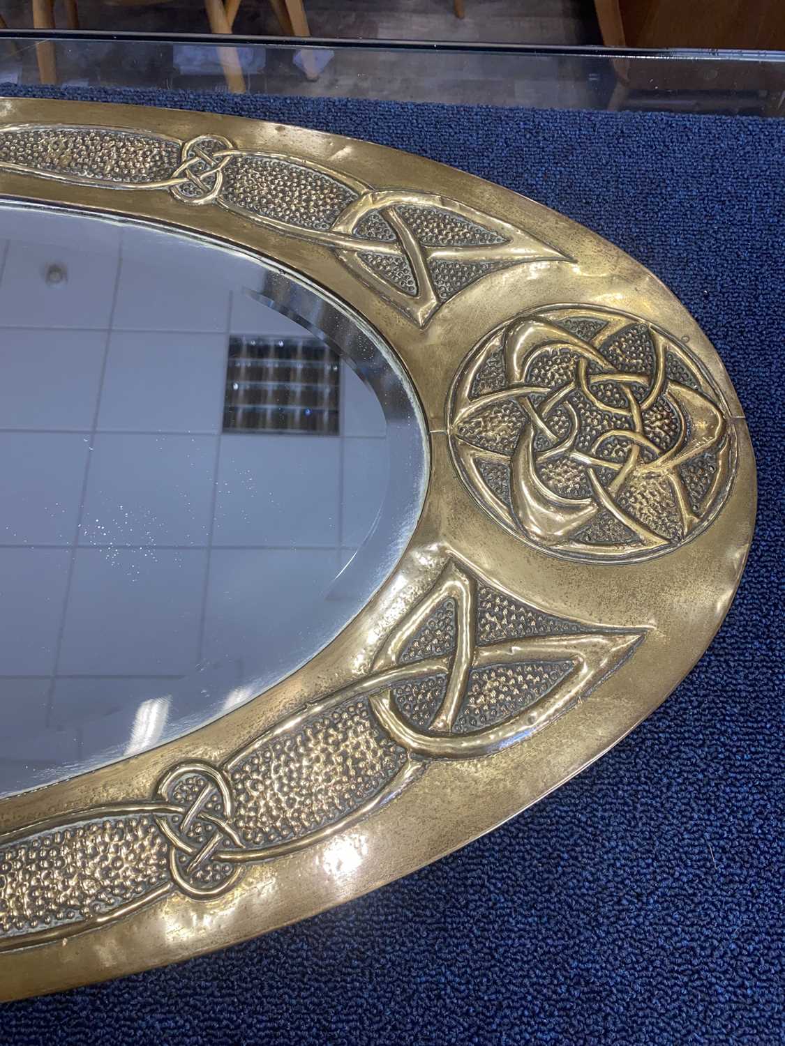 SCOTTISH SCHOOL ARTS & CRAFTS BRASS OVAL WALL MIRROR, CIRCA 1900 - Image 3 of 10