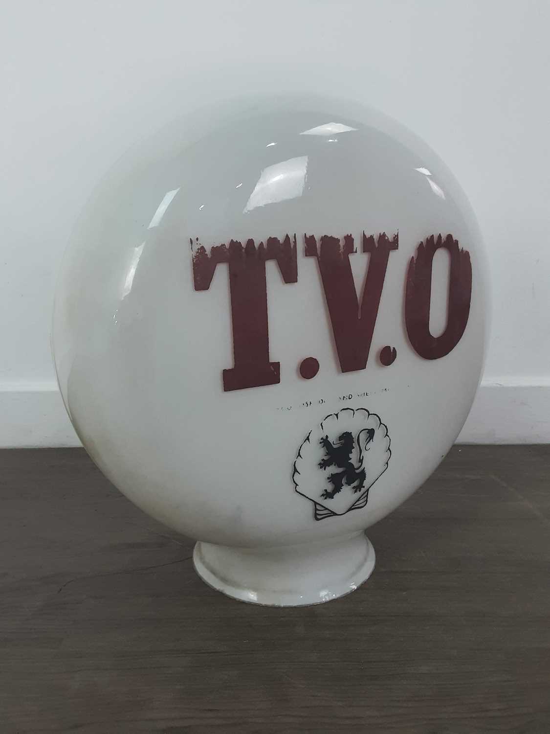 T.V.O GLASS PETROL PUMP GLOBE, CIRCA 1950s