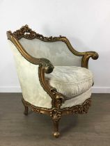 PAIR OF ROCOCO-STYLE GILT ARMCHAIRS, ITALIAN, C.1850