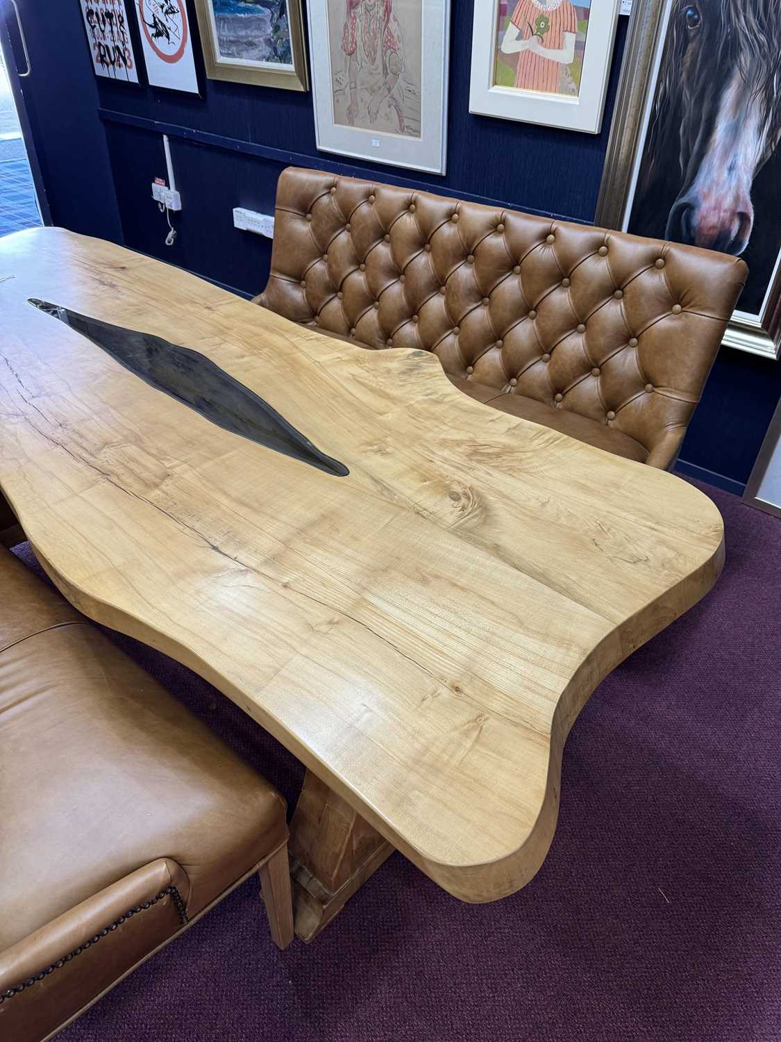 MODERN DESIGN SCOTTISH SYCAMORE DINING TABLE, WITH A PAIR OF BENCH SEATS - Image 9 of 10