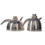 IN THE MANNER OF CASSETTI, CONTINENTAL MODERNIST SILVER TEA AND COFFEE POTS,