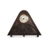 GERMAN SECESSIONIST HAMMERED COPPER MANTEL CLOCK, EARLY 20TH CENTURY
