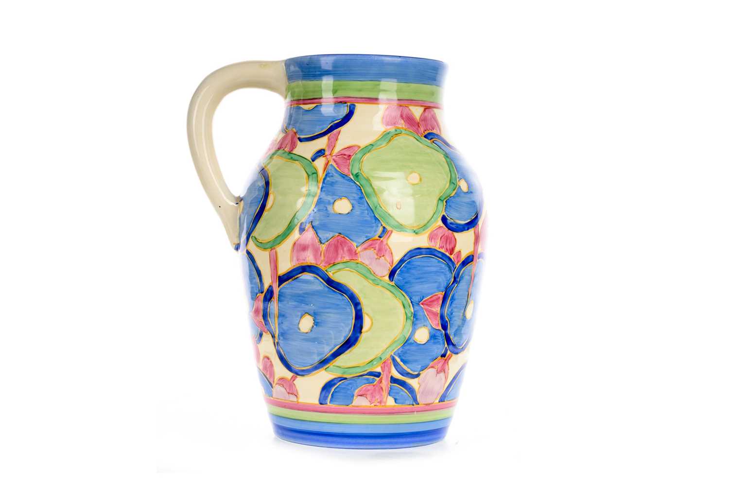 CLARICE CLIFF FOR NEWPORT POTTERY, 'BLUE CHINTZ' ISIS JUG, CIRCA 1930-39