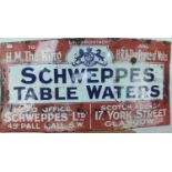 SCHWEPPES TABLE WATERS, ENAMEL ADVERTISEMENT SIGN, EARLY 20TH CENTURY