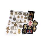 COLLECTION OF CAP BADGES, PATCHES AND FURTHER INSIGNIA,