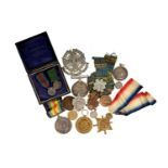 WWI MONS STAR TRIO, ALONG WITH A EDWARDIAN LONG SERVICE IN THE VOLUNTEER FORCE MEDAL