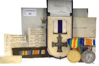 WWI MILITARY CROSS GROUP, AWARDED TO CAPTAIN H.N. LEATHERBY R.E.,