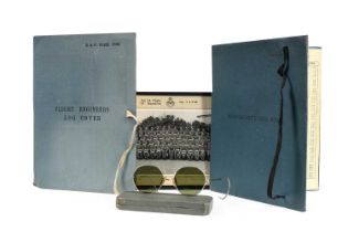 PAIR OF MARK VIII A AIRCREW ANTI-GLARE SPECTACLES, ALONG WITH A PHOTOGRAPH AND TWO LOGS