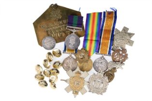 WWI MEDAL PAIR, ALONG WITH A WAR MEDAL AND A QEII GENERAL SERVICE MEDAL