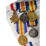 TWO WWI MEDAL TRIOS,