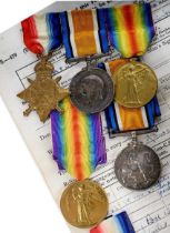 TWO WWI MEDAL TRIOS,