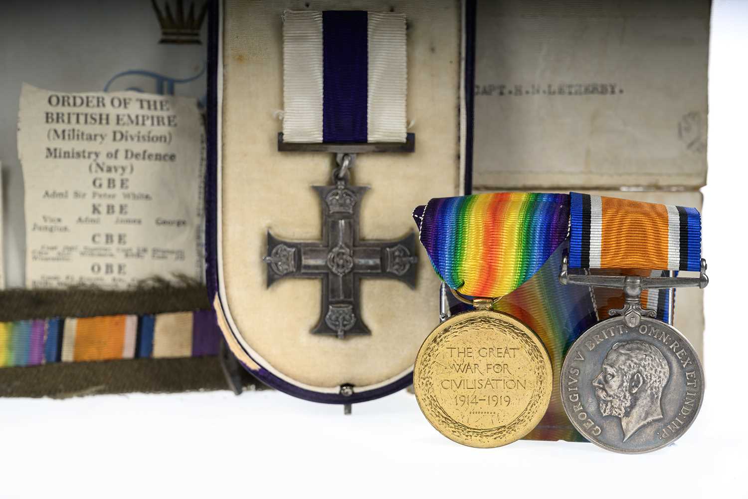 WWI MILITARY CROSS GROUP, AWARDED TO CAPTAIN H.N. LEATHERBY R.E., - Image 3 of 3