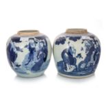 NEAR PAIR OF CHINESE BLUE AND WHITE GINGER JARS, LATE 18TH CENTURY