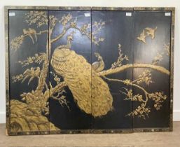 CHINESE FOUR SECTION SCREEN, 20TH CENTURY