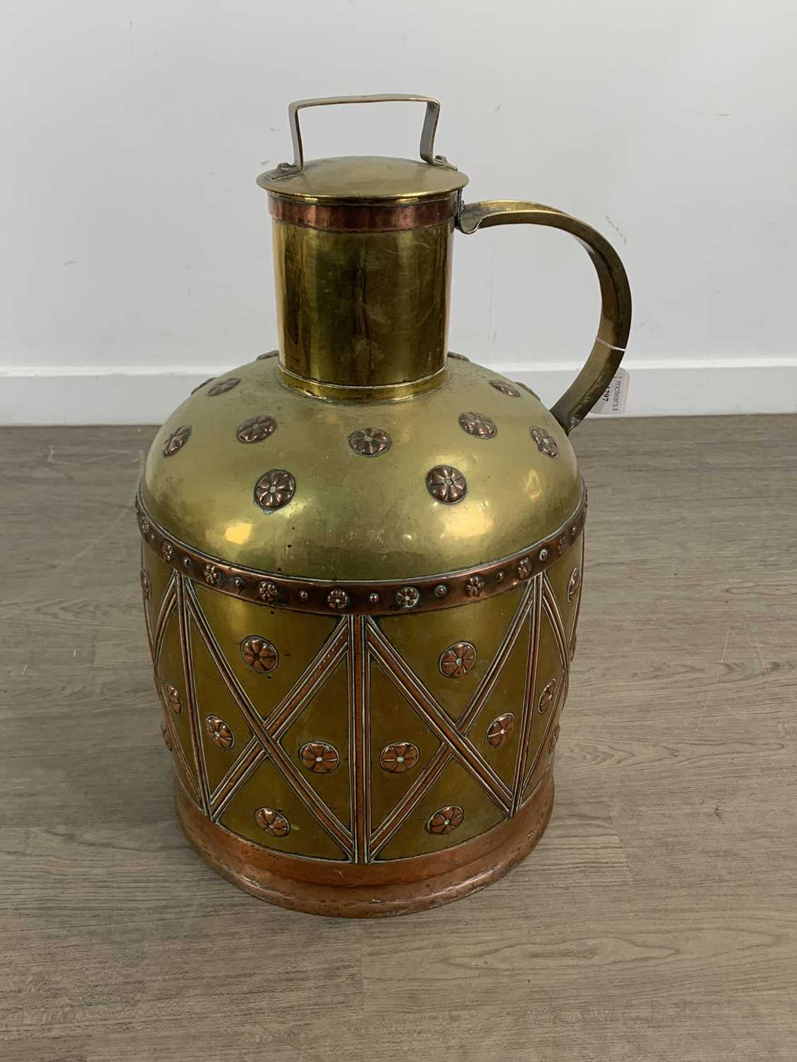 COPPER AND WATER CARRIER/BRASS MILK, LATE 19TH/EALRY 20TH CENTURY