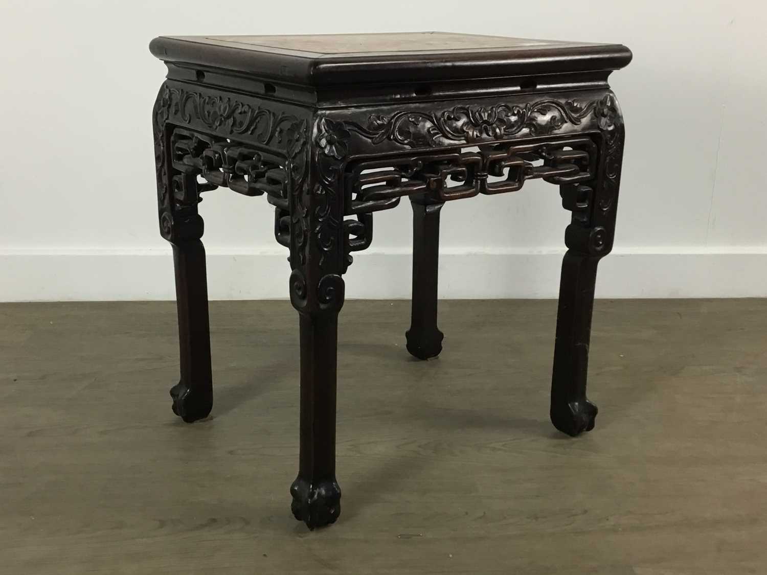 CHINESE HARDWOOD SIDE TABLE, LATE 19TH/EARLY 20TH CENTURY