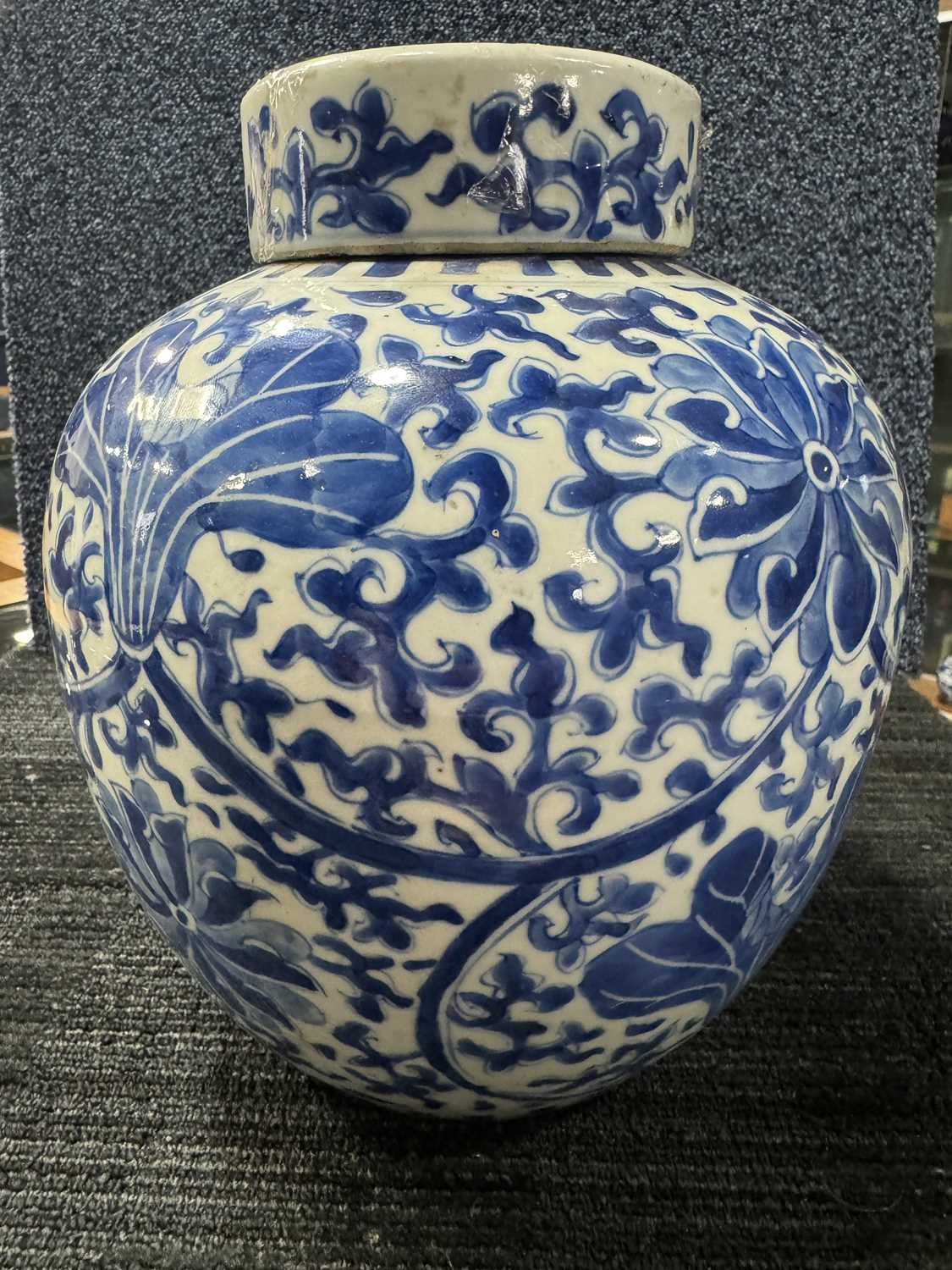 LATE 19TH/EARLY 20TH CENTURY CHINESE BLUE AND WHITE LIDDED GINGER JAR, GUANGXU PERIOD (1875-1908) - Bild 4 aus 9