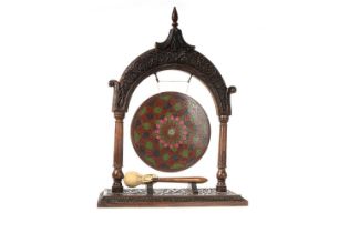 INDIAN HARDWOOD DINNER GONG, LATE 19TH/EARLY 20TH CENTURY