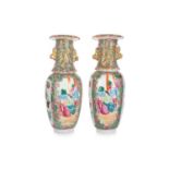 PAIR OF CHINESE FAMILLE ROSE VASES, MID 19TH CENTURY