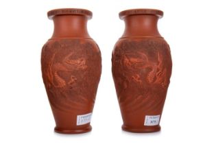 PAIR OF CHINESE YIXING TERACOTTA VASES, LATE 19TH/EALRY 20TH CENTURY