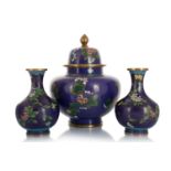 GROUP OF THREE CHINESE CLOISONNE VASES, EARLY 20TH CENTURY