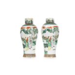 PAIR OF CHINESE FAMILLE VERTE VASES, LATE 19TH/EARLY 20TH CENTURY