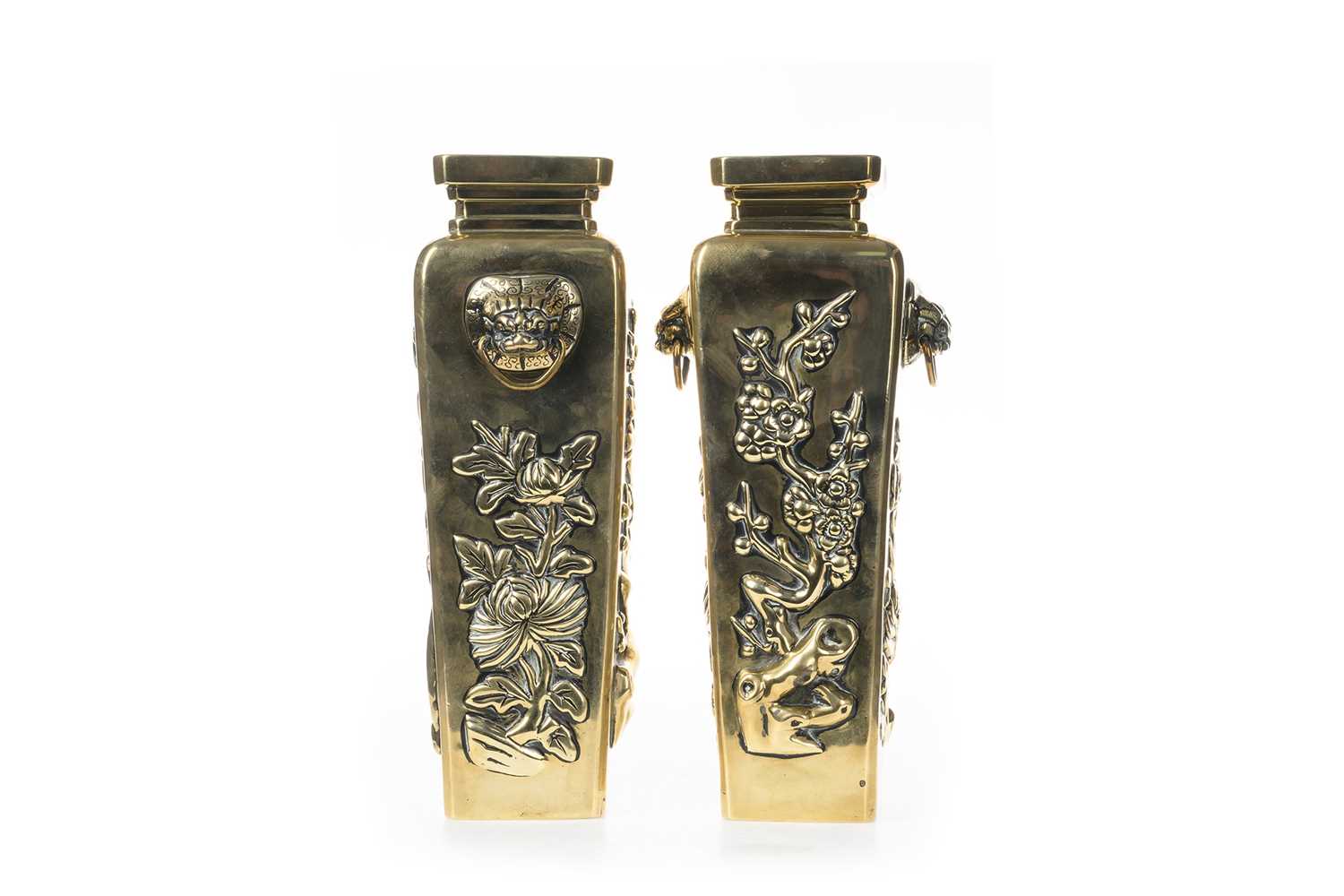 PAIR OF CHINESE BRASS VASES, EARLY 20TH CENTURY