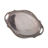 ANGLO-INDIAN OVAL SILVER TRAY, MID 20TH CENTURY