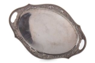 ANGLO-INDIAN OVAL SILVER TRAY, MID 20TH CENTURY
