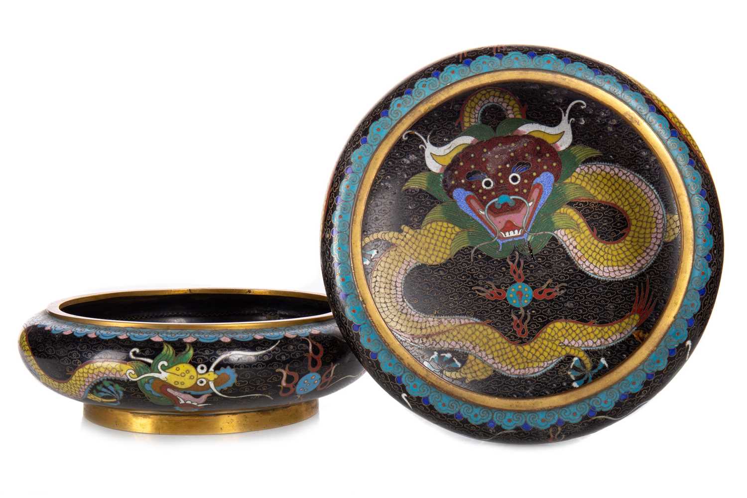 PAIR OF CHINESE CLOISONNE CIRCULAR BOWLS, LATE 19TH CENTURY
