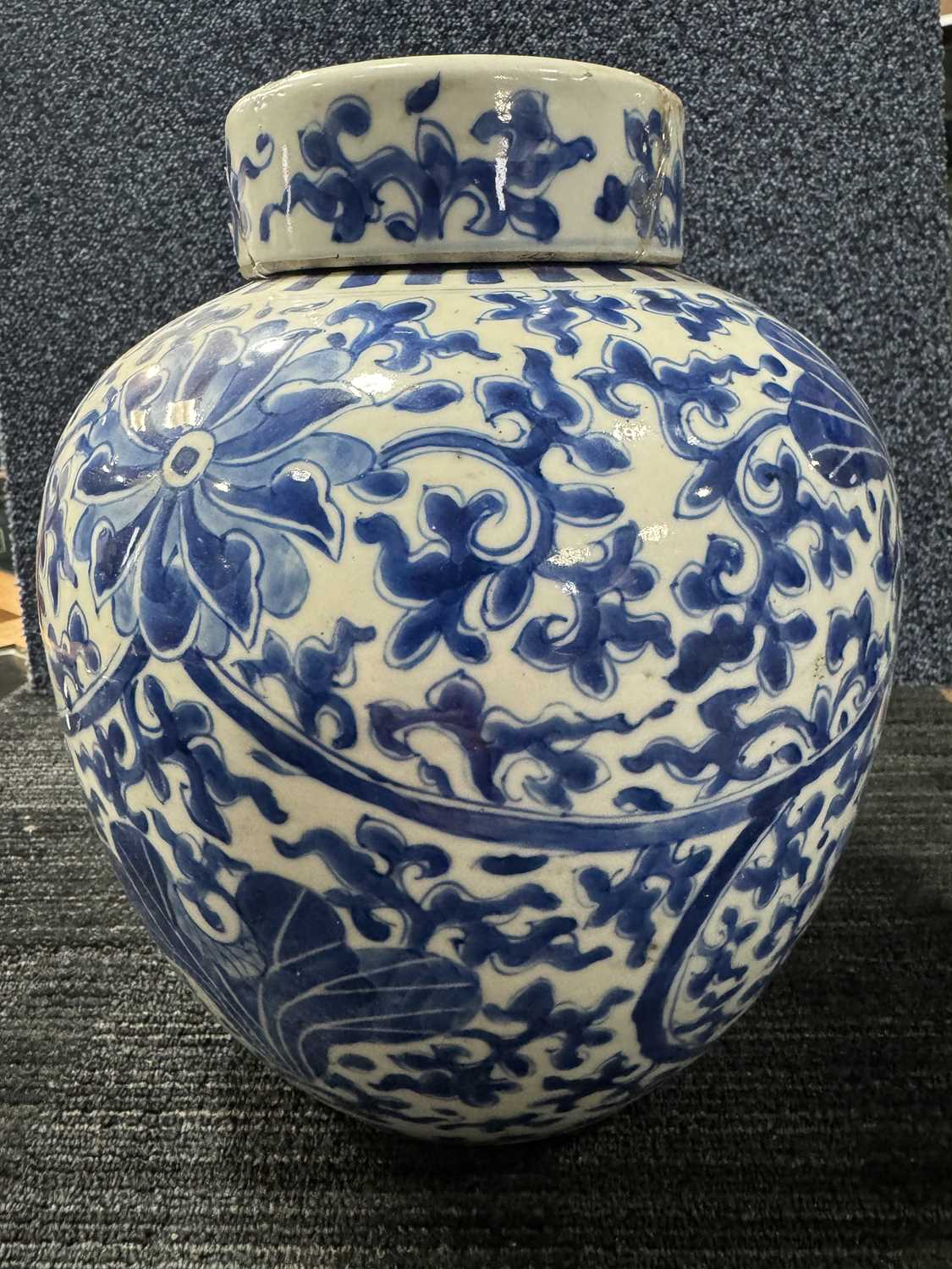 LATE 19TH/EARLY 20TH CENTURY CHINESE BLUE AND WHITE LIDDED GINGER JAR, GUANGXU PERIOD (1875-1908) - Bild 6 aus 9