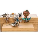COLLECTION OF SILVER BROOCHES,