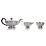 ELIZABETH II SILVER THREE PIECE TEA SERVICE, G.H., 1962