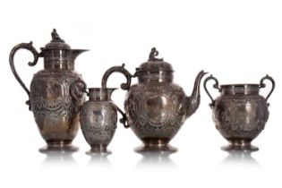 VICTORIAN SILVER FOUR PIECE TEA SERVICE, JAMES REID AND CO., GLASGOW 1897