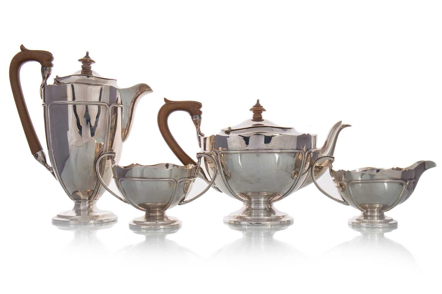 GEORGE V FOUR PIECE TEA AND COFFEE SERVICE BROOK AND SON OF EDINBURGH, SHEFFIELD 1911-12